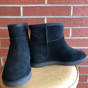 Ugg Black Suede Slip-on Wedge Boots 8-1/2